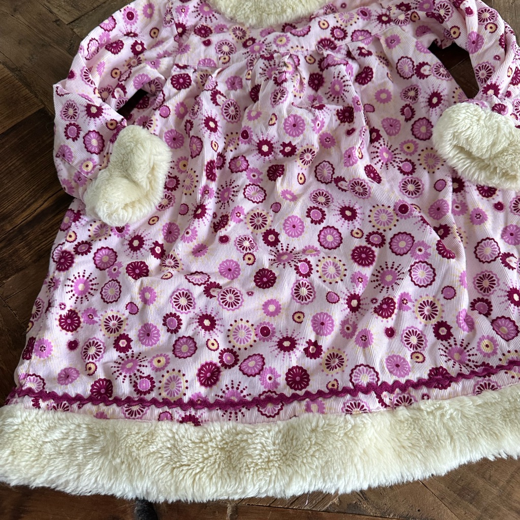 Hanna Andersson Pink Floral Nightgown With Faux Fur Trim